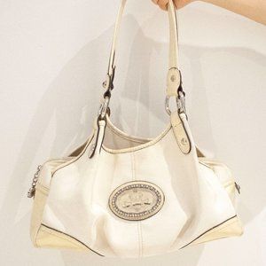 Kathy Van Zeeland Cream and Tan Shoulder Bag